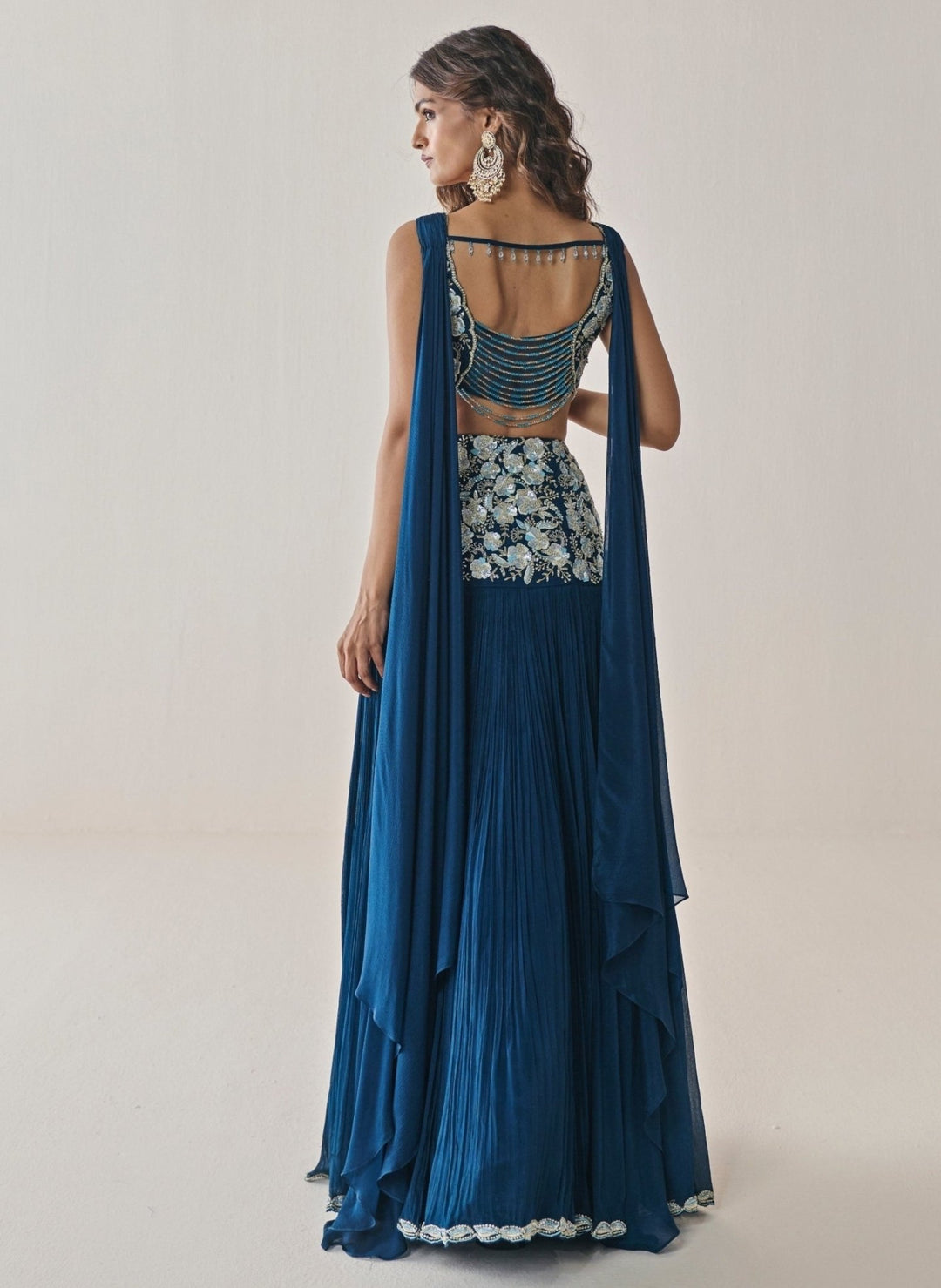 Seema Thukral Midnight Blue Chiffon Lehenga SetFabilicious Fashion