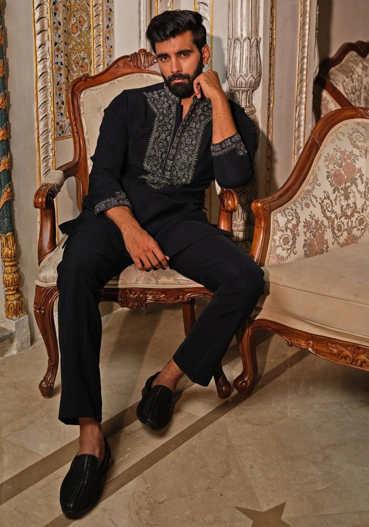Darzi House Midnight Blue Crepe Kurta SetFabilicious Fashion