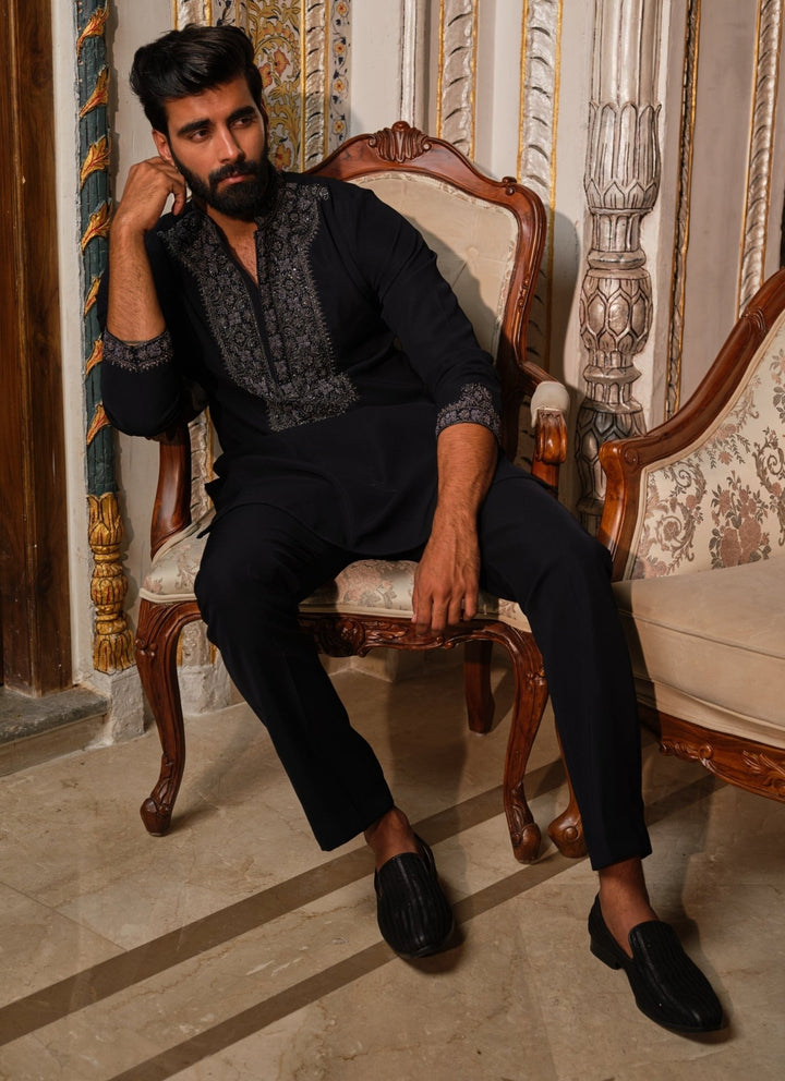 Darzi House Midnight Blue Crepe Kurta SetFabilicious Fashion