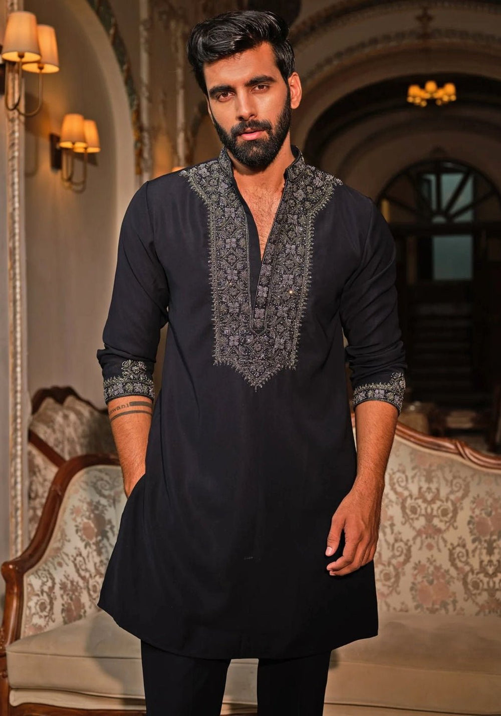 Darzi House Midnight Blue Crepe Kurta SetFabilicious Fashion
