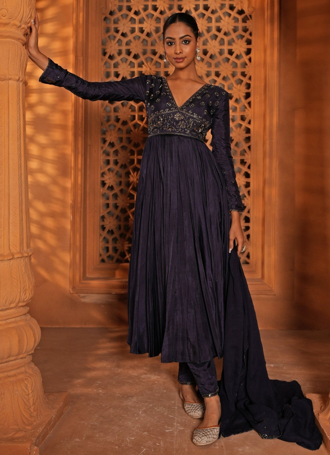 Enamour by Radha Midnight Blue Embroidered Silk Anarkali Set Fabilicious Fashion Enamour by Radha Midnight Blue Embroidered Silk Anarkali Set Fabilicious Fashion