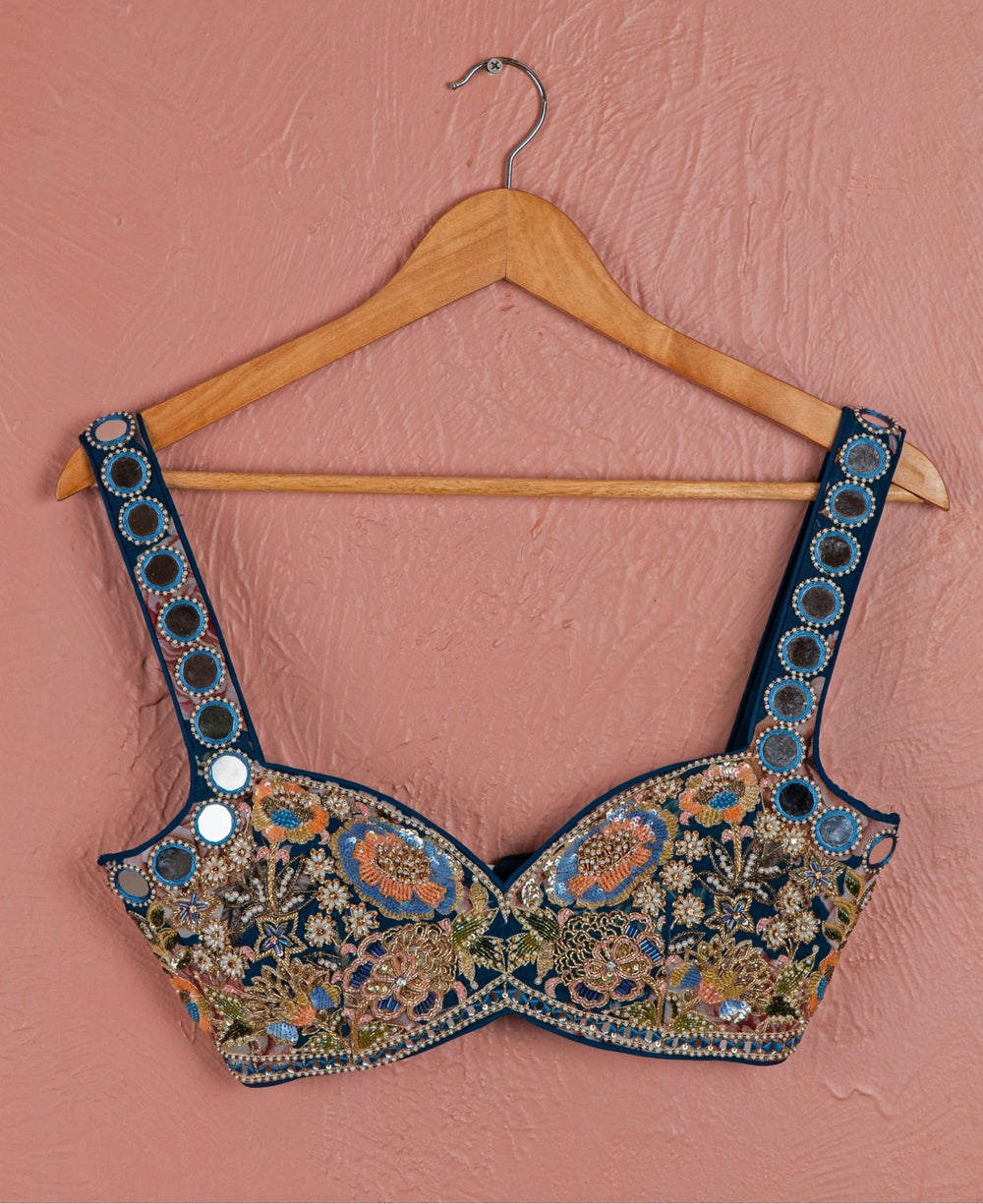 Midnight Blue Floral Georgette Pre - Draped Saree Anisha Shetty - Fabilicious Fashion