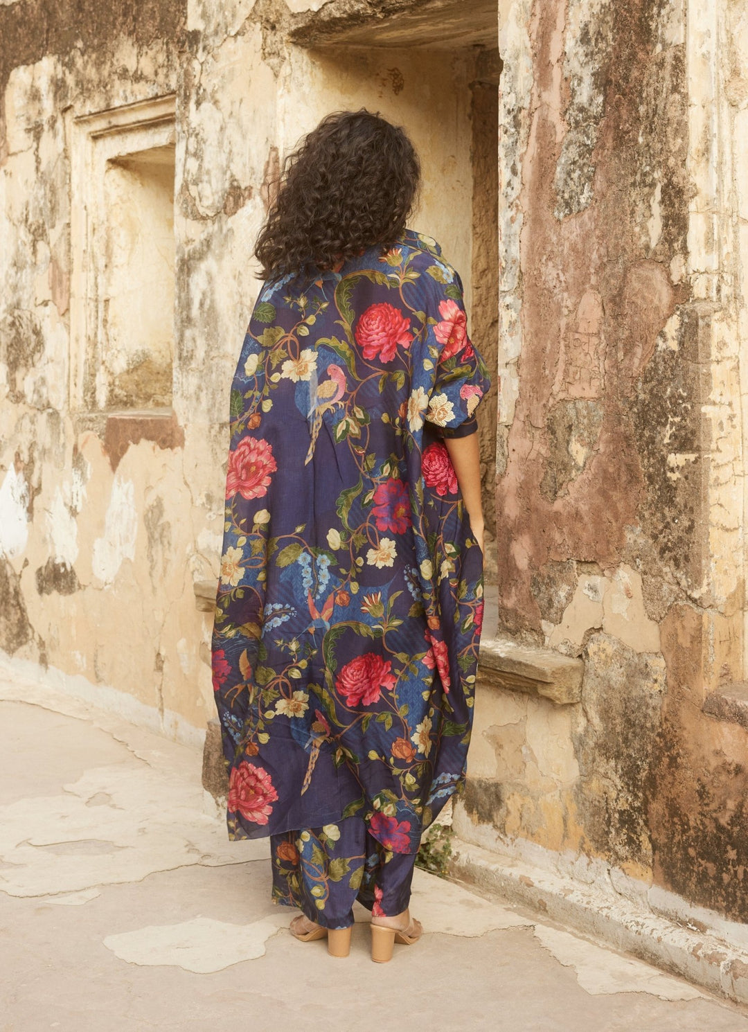 Midnight Blue Floral Pant Set With Jacket Paulmi and Harsh - Fabilicious Fashion