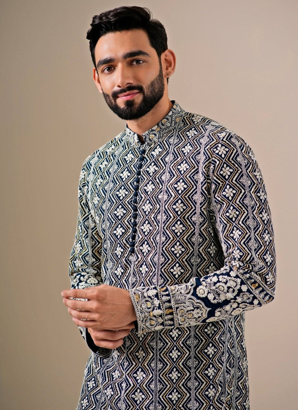 Darzi House Midnight Blue Georgette Kurta Set with Patiala PantsFabilicious Fashion