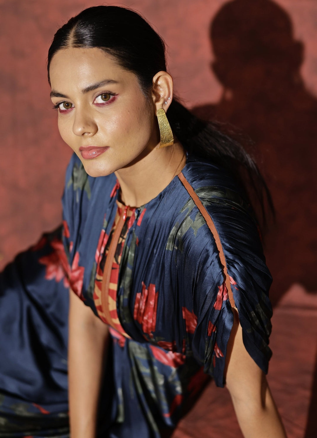 Studio Surbhi Midnight Blue Georgette Satin Kaftan GownFabilicious Fashion