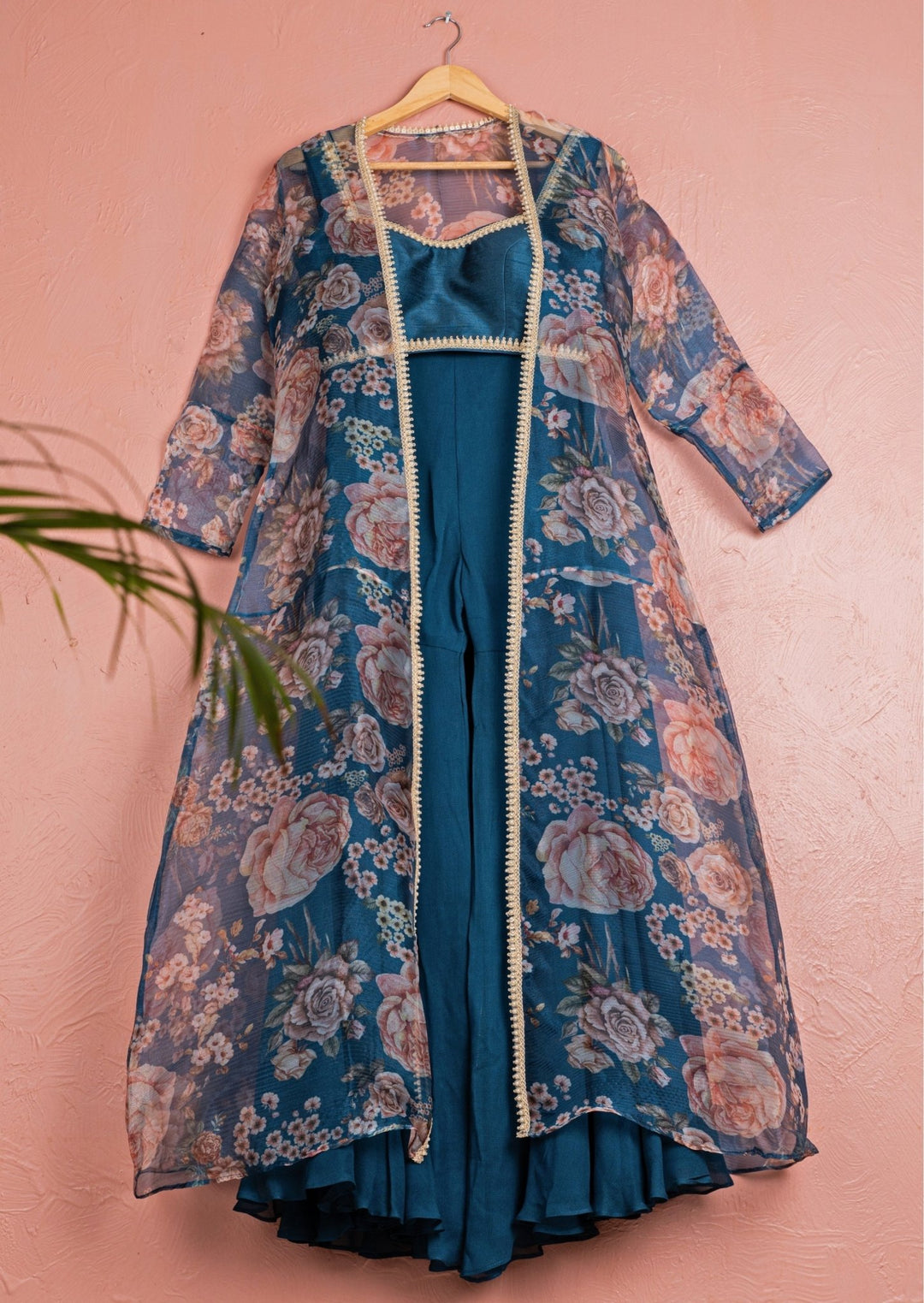 Midnight Blue Georgette Sharara Set With Jacket Anisha Shetty - Fabilicious Fashion