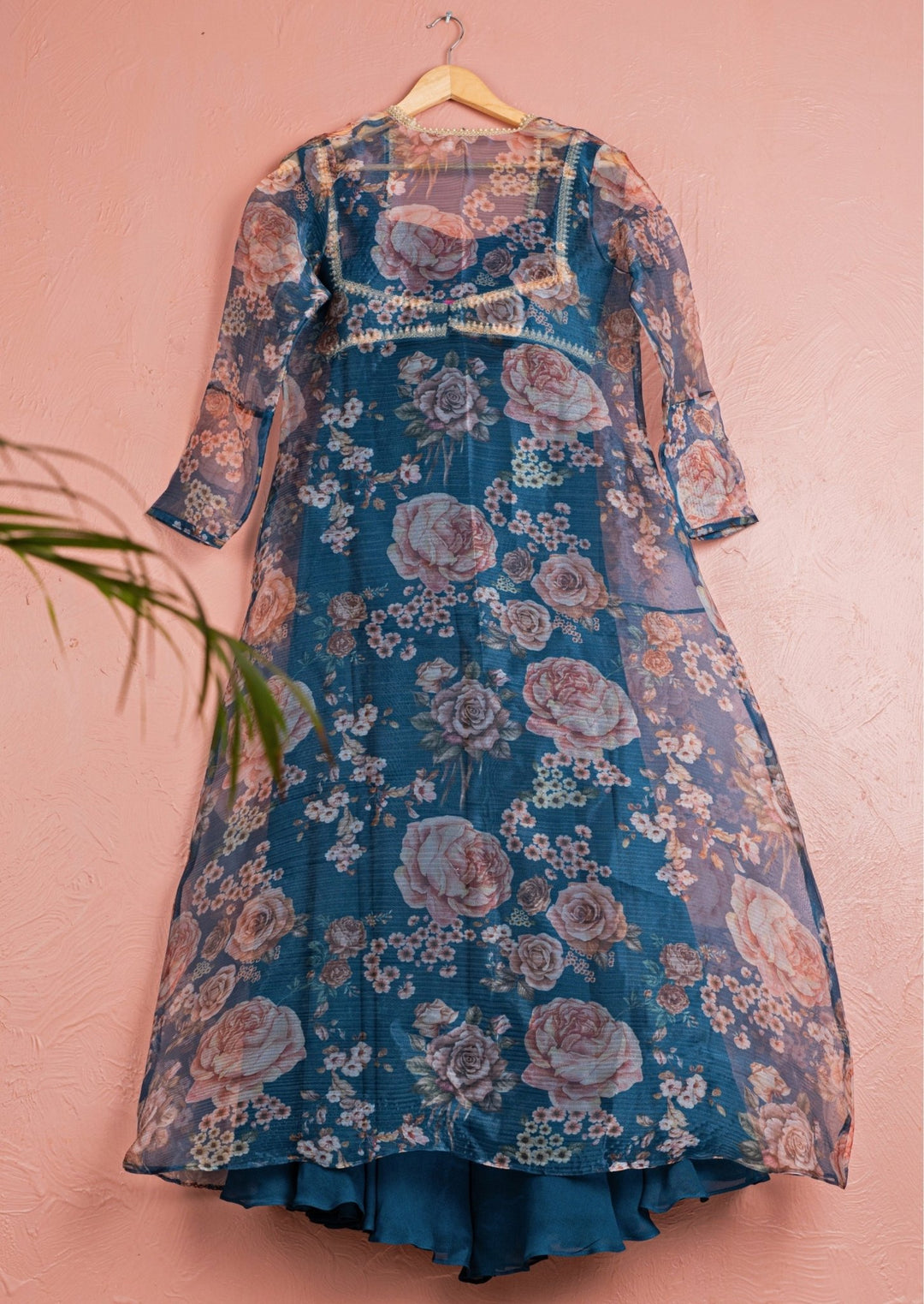 Midnight Blue Georgette Sharara Set With Jacket Anisha Shetty - Fabilicious Fashion