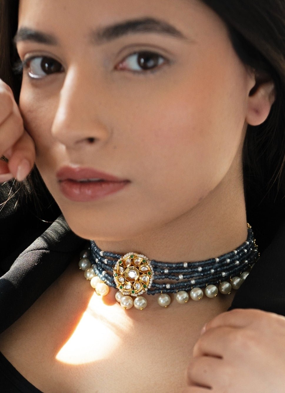 Do Taara Midnight Blue Kundan Choker NecklaceFabilicious Fashion