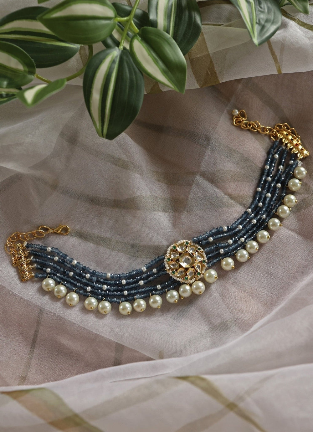 Do Taara Midnight Blue Kundan Choker NecklaceFabilicious Fashion