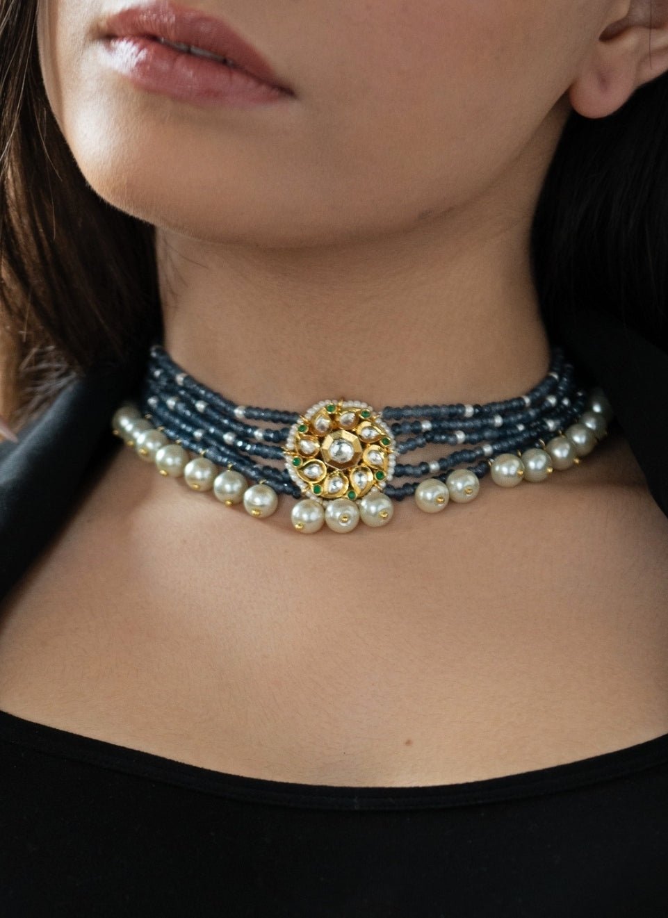 Do Taara Midnight Blue Kundan Choker NecklaceFabilicious Fashion