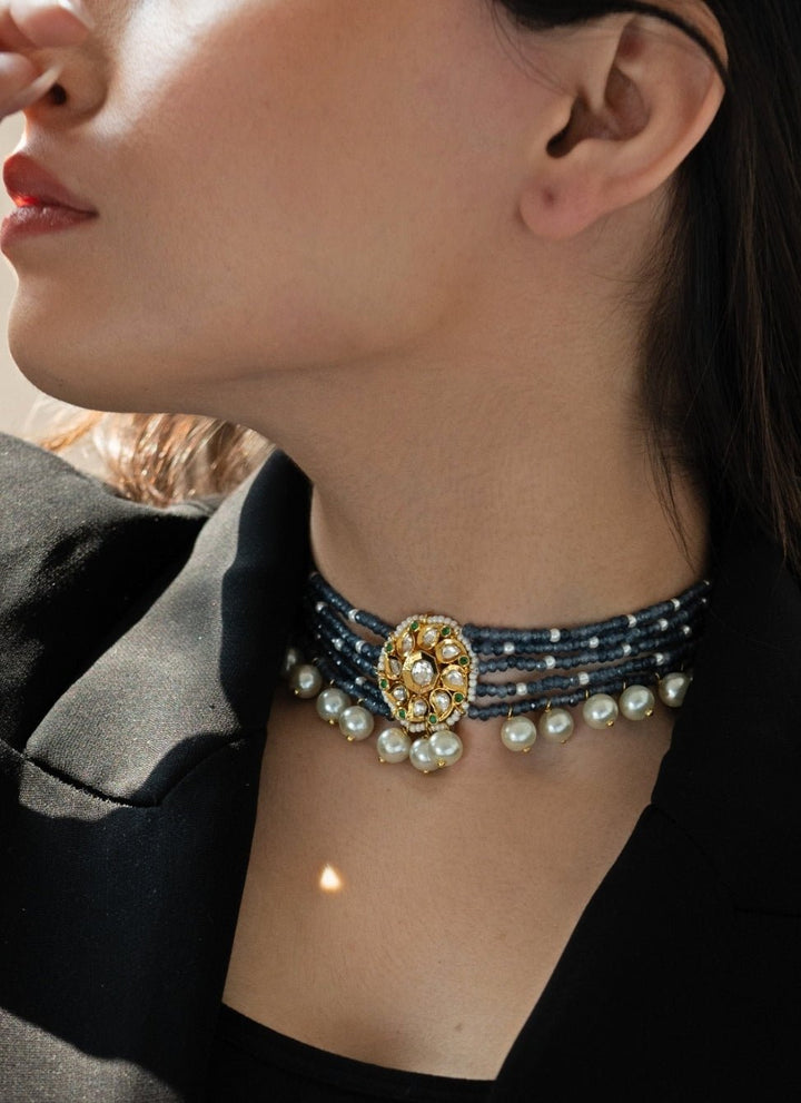 Do Taara Midnight Blue Kundan Choker NecklaceFabilicious Fashion