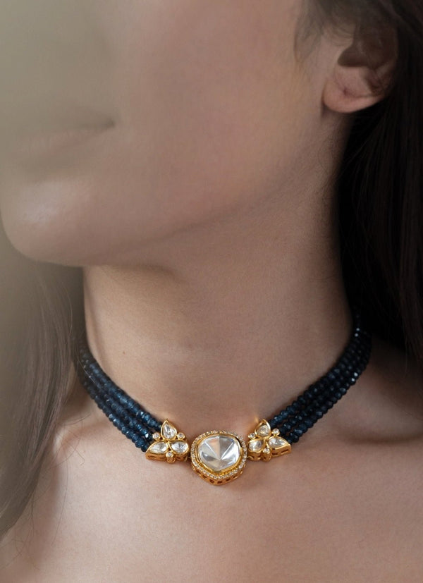 Midnight Blue Polki Necklace