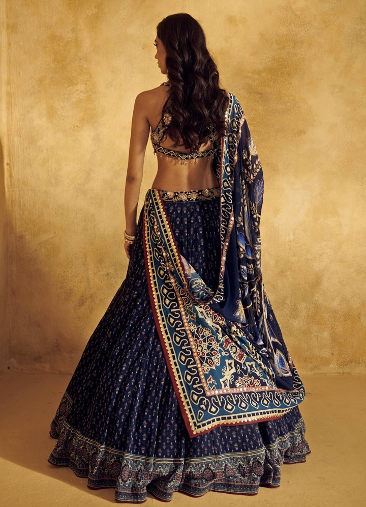 Rashika Sharma Midnight Blue Printed Georgette Lehenga SetFabilicious Fashion