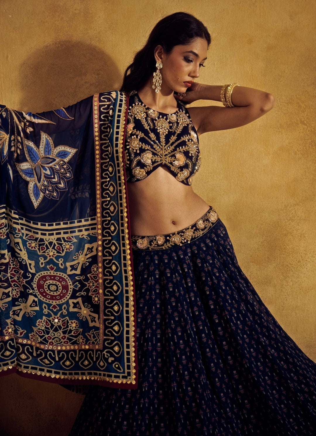 Rashika Sharma Midnight Blue Printed Georgette Lehenga SetFabilicious Fashion