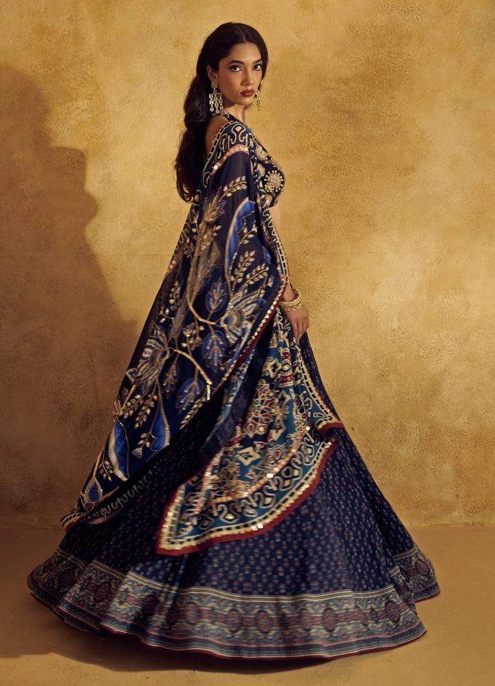 Rashika Sharma Midnight Blue Printed Georgette Lehenga SetFabilicious Fashion