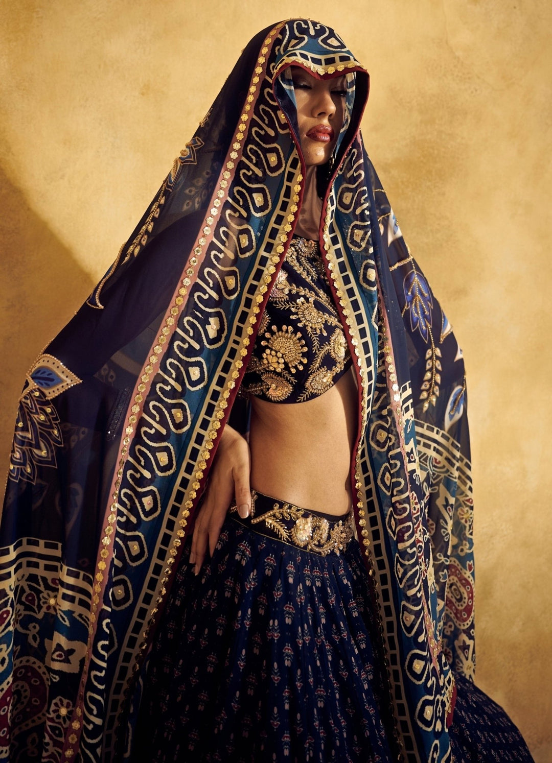 Rashika Sharma Midnight Blue Printed Georgette Lehenga SetFabilicious Fashion