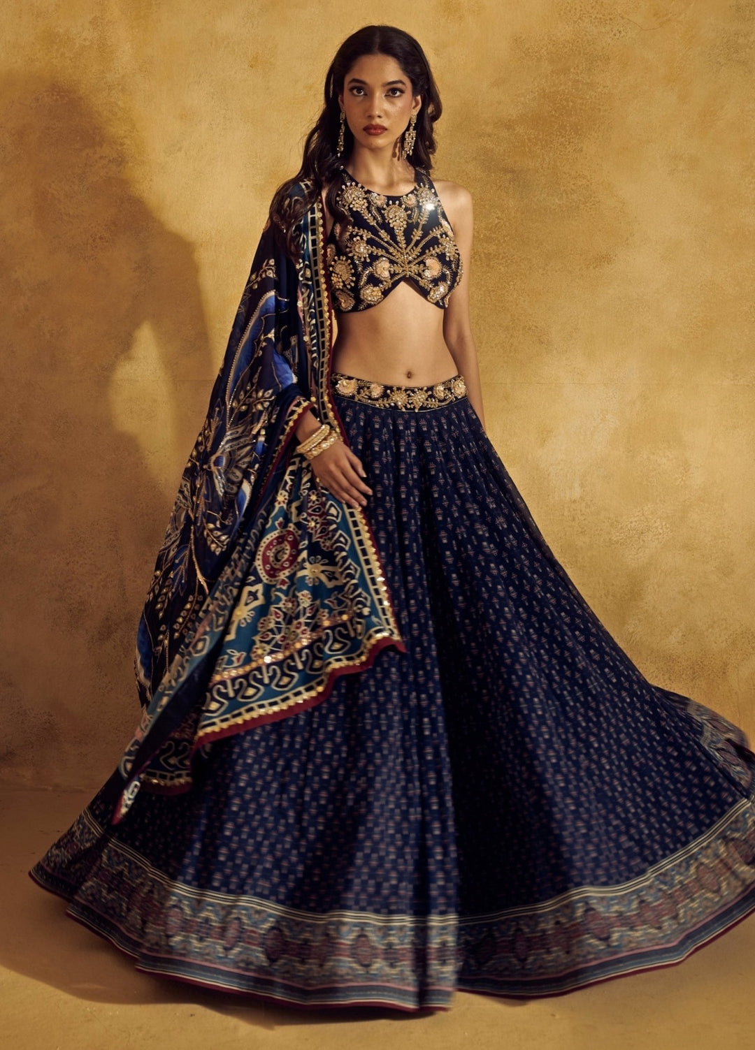 Rashika Sharma Midnight Blue Printed Georgette Lehenga SetFabilicious Fashion