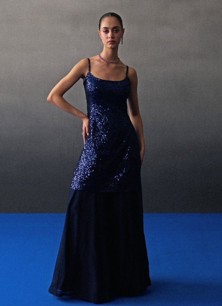 Midnight Blue Sequins Embroidered Kurta Sharara Angad Singh - Fabilicious Fashion