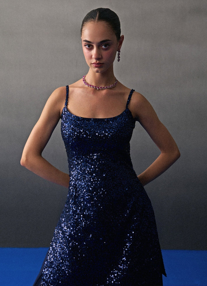 Midnight Blue Sequins Embroidered Kurta Sharara Angad Singh - Fabilicious Fashion