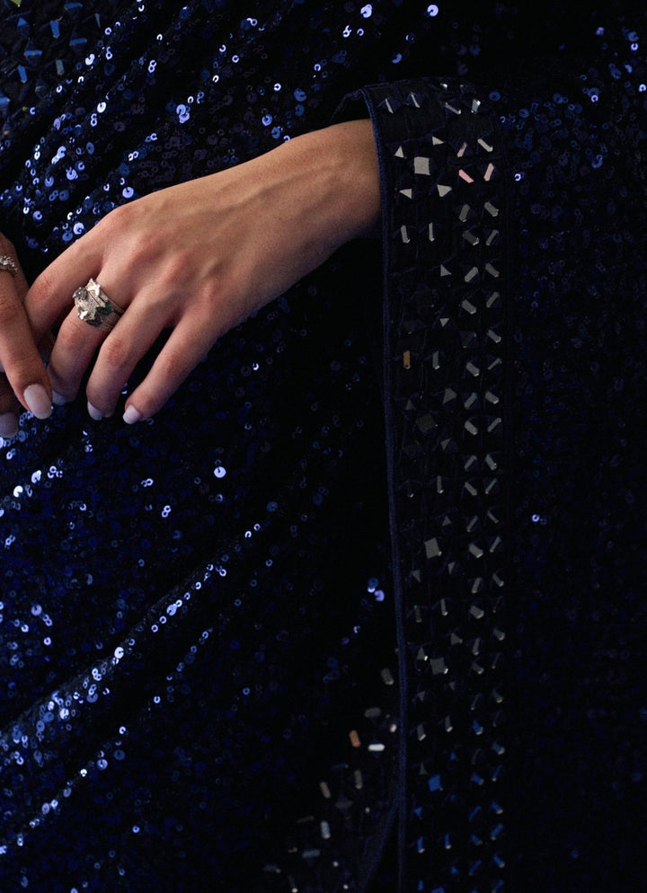 Midnight Blue Sequins Embroidered Saree Angad Singh - Fabilicious Fashion