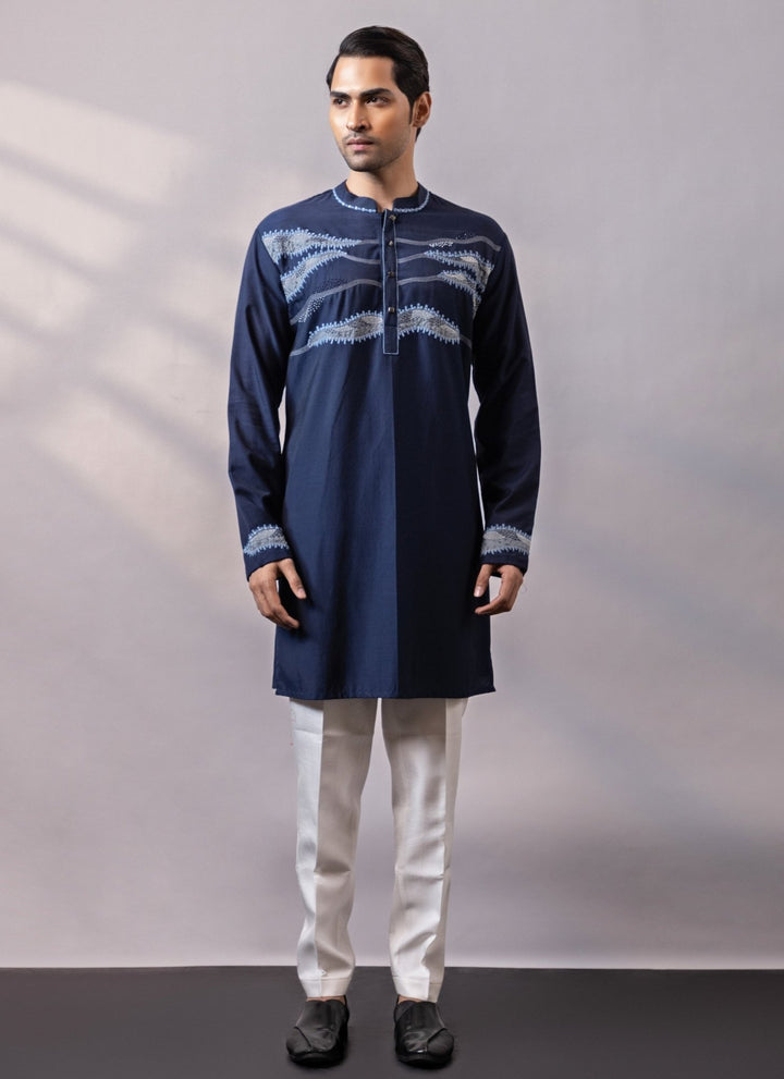 Smriti - Men Midnight Blue Silk Kurta Pants SetFabilicious Fashion