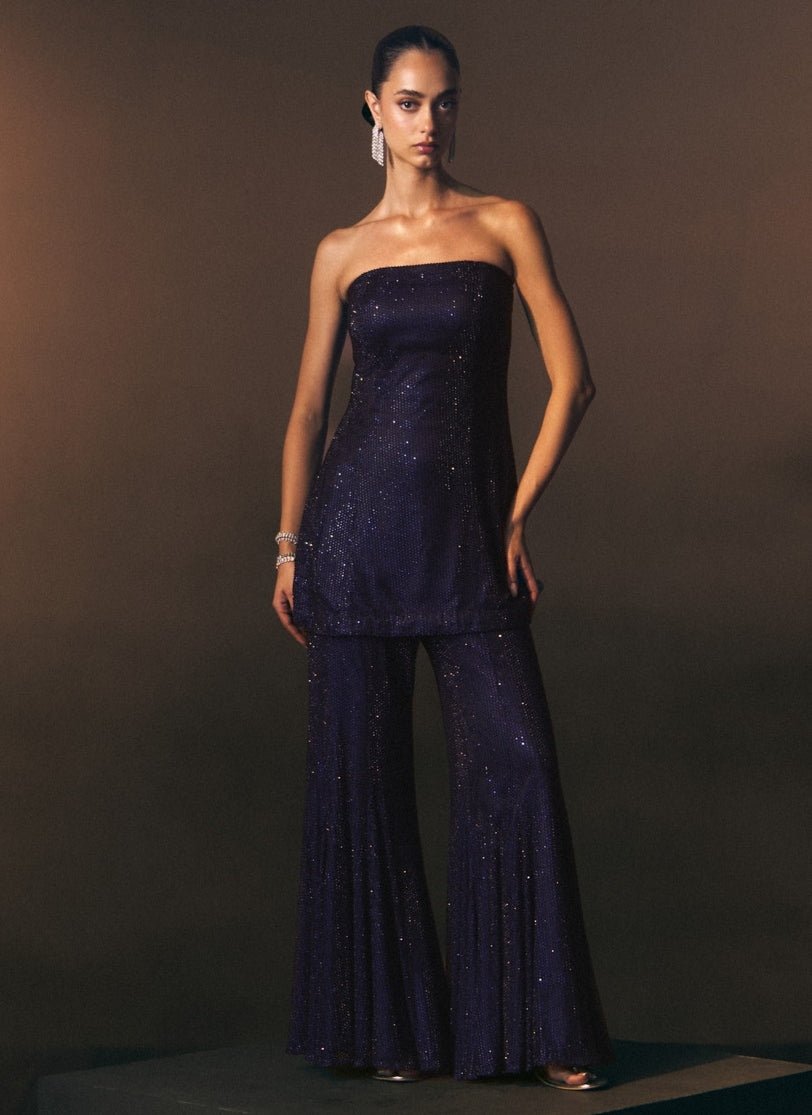 Angad Singh Midnight Blue Soft Net Kurta Sharara SetFabilicious Fashion