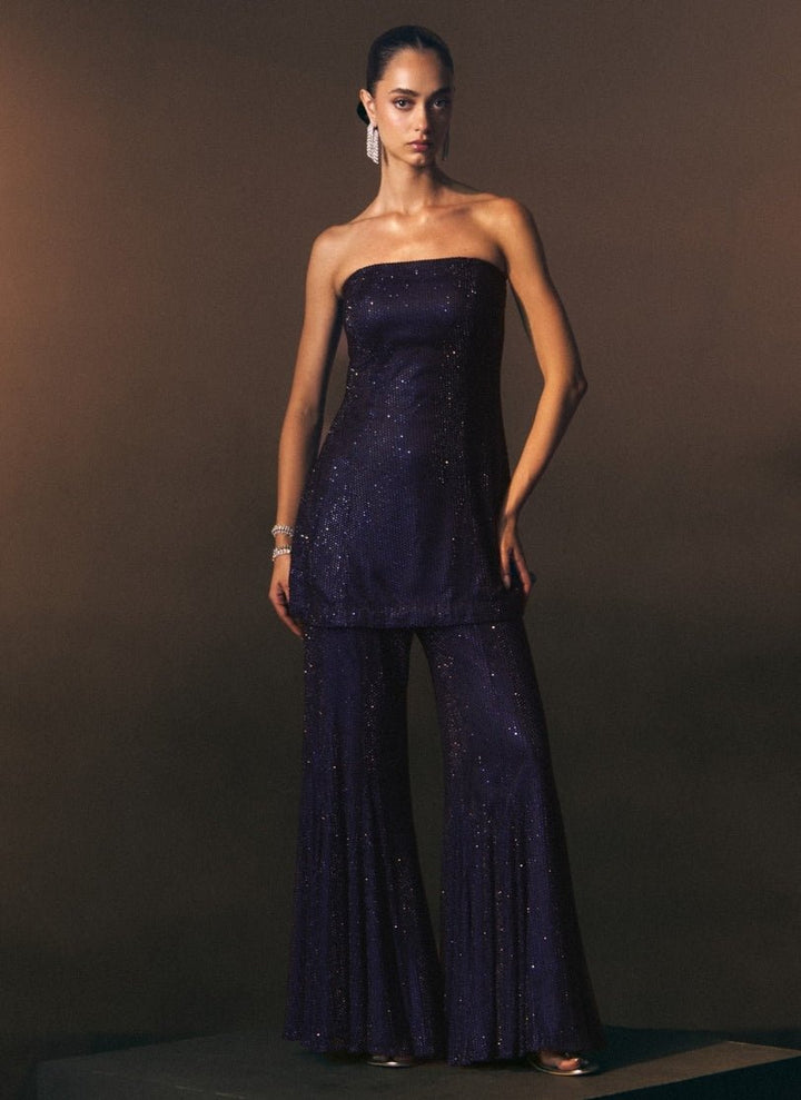 Angad Singh Midnight Blue Soft Net Kurta Sharara SetFabilicious Fashion