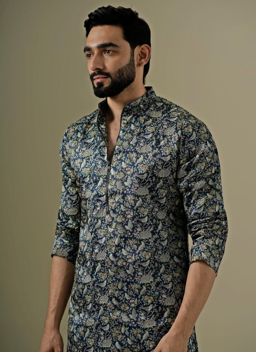 Darzi House Midnight Blue Tussar Silk Kurta SetFabilicious Fashion