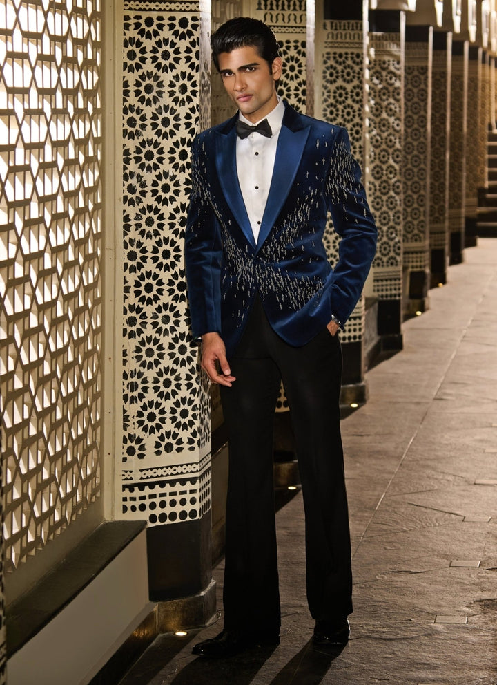 Contrast by Parth Midnight Blue Velvet Tuxedo SetFabilicious Fashion
