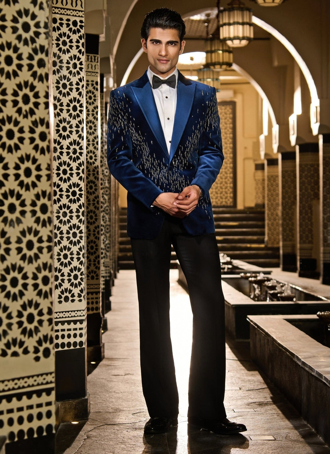 Contrast by Parth Midnight Blue Velvet Tuxedo SetFabilicious Fashion