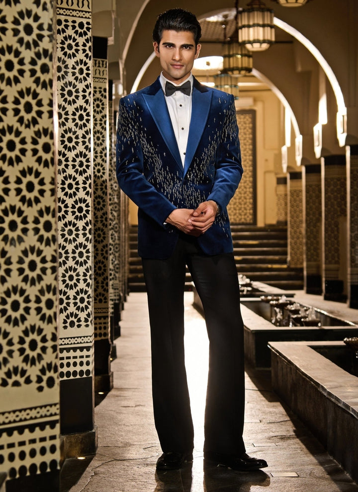 Contrast by Parth Midnight Blue Velvet Tuxedo SetFabilicious Fashion