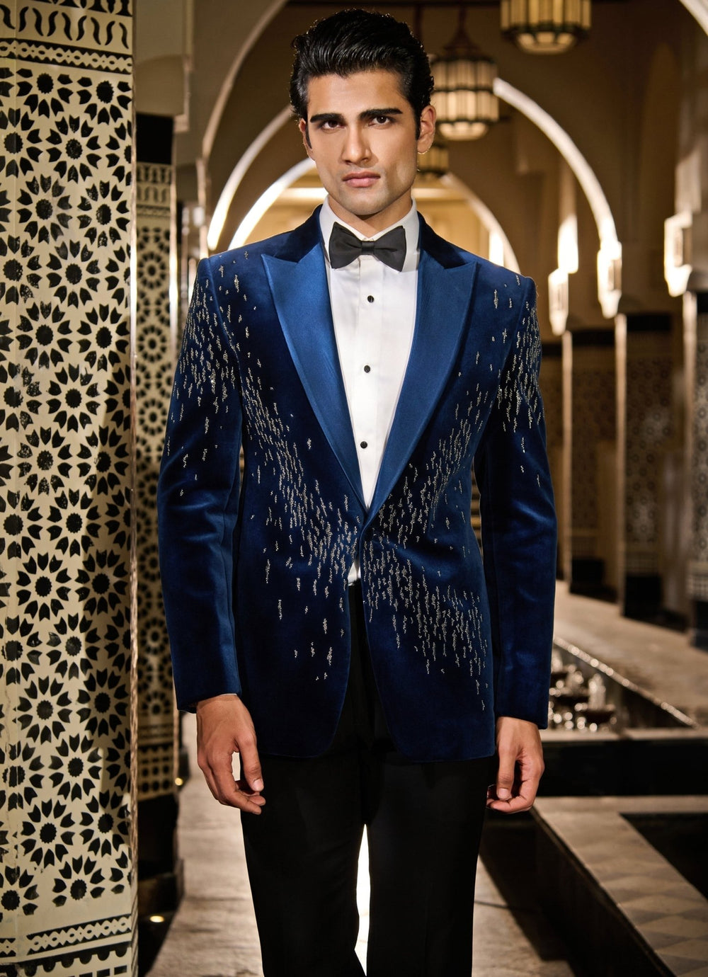 Contrast by Parth Midnight Blue Velvet Tuxedo SetFabilicious Fashion