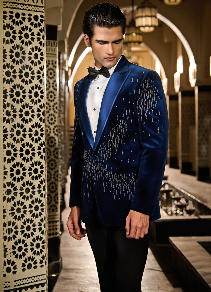 Contrast by Parth Midnight Blue Velvet Tuxedo SetFabilicious Fashion