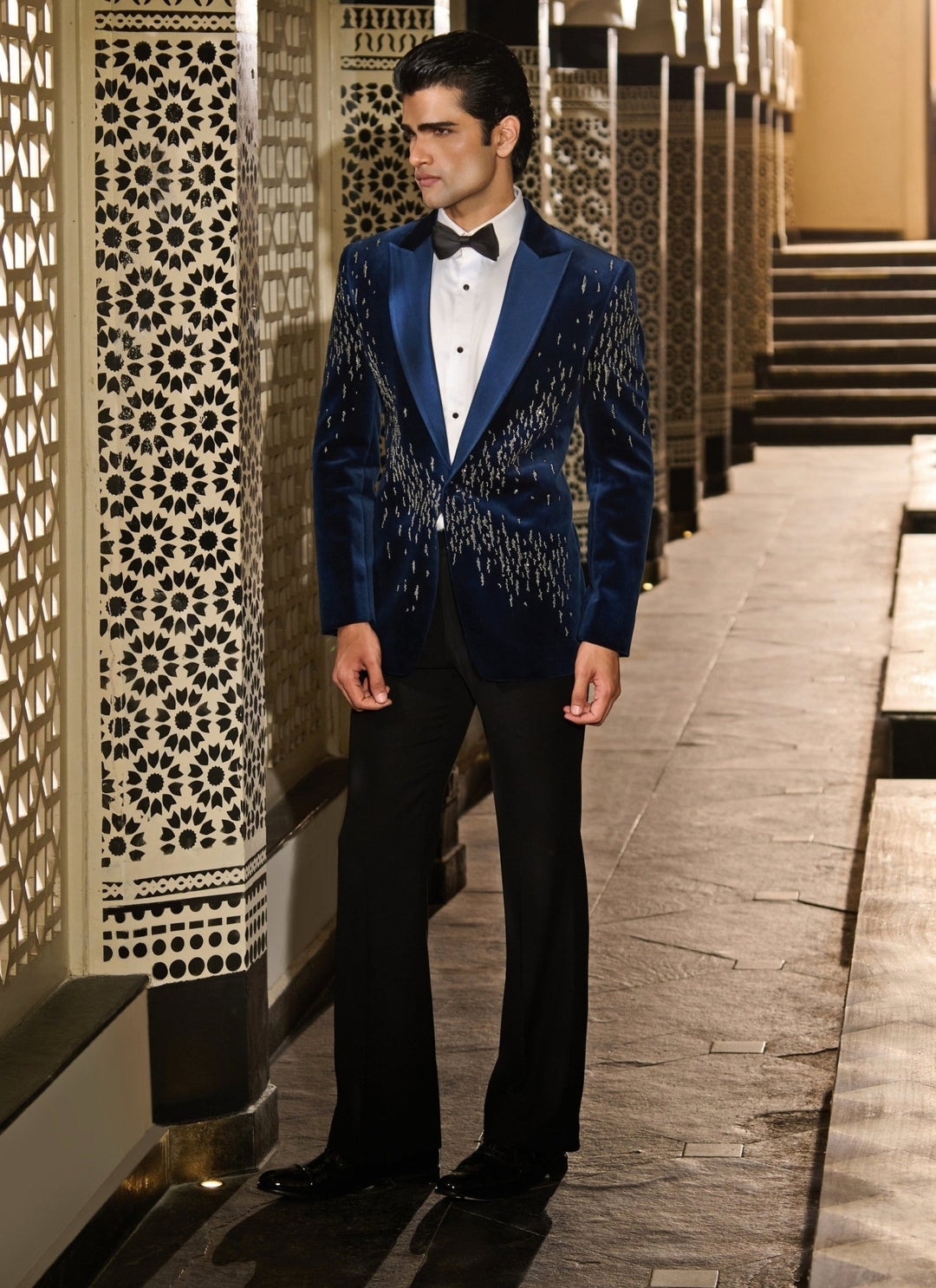 Contrast by Parth Midnight Blue Velvet Tuxedo SetFabilicious Fashion