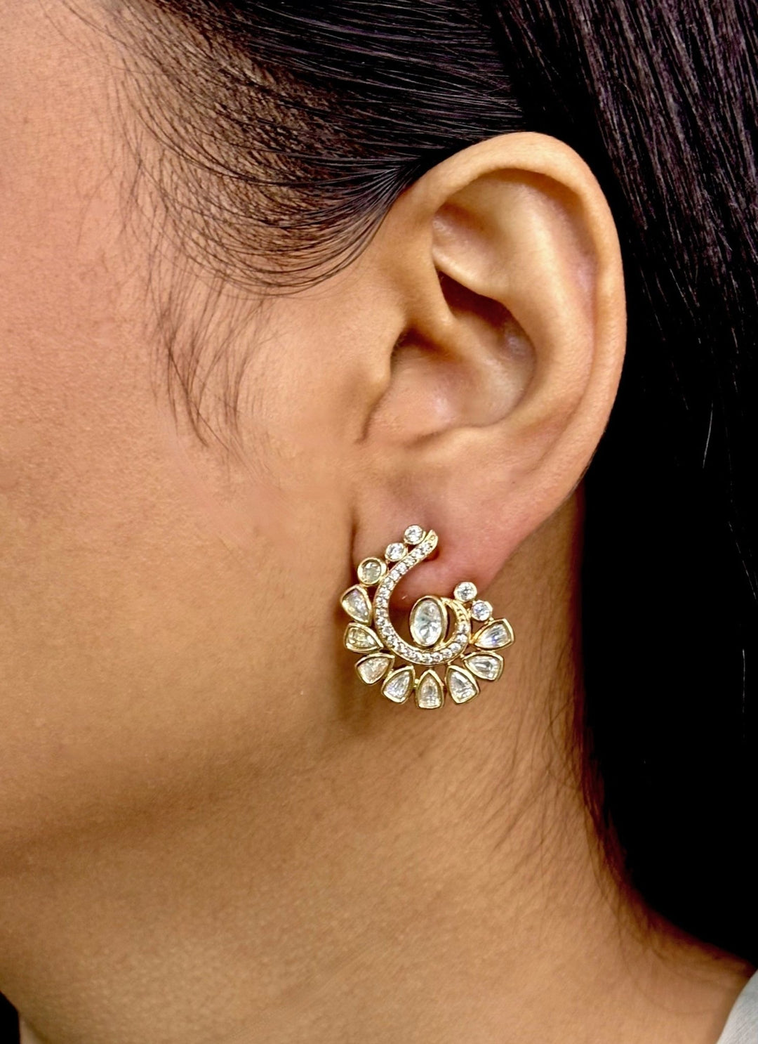 Naymee Minimalist Gold Polki StudFabilicious Fashion