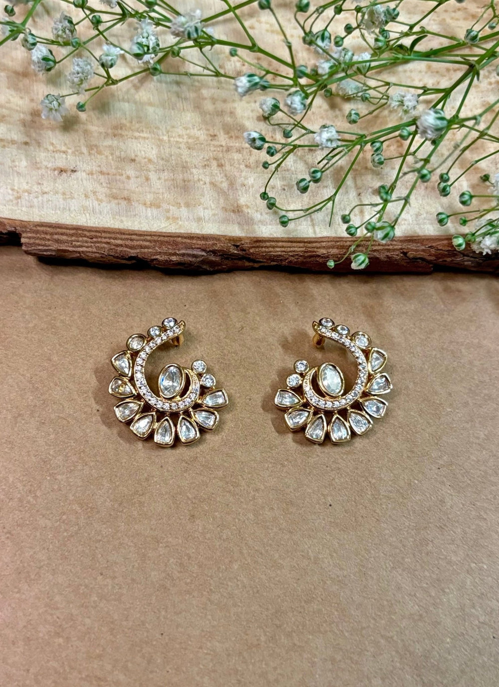 Naymee Minimalist Gold Polki StudFabilicious Fashion