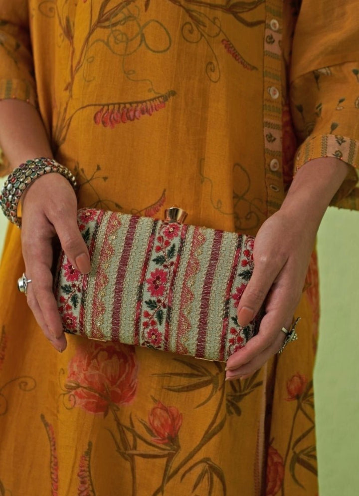 Mint Blue Embroidered Clutch AMYRA - Fabilicious Fashion