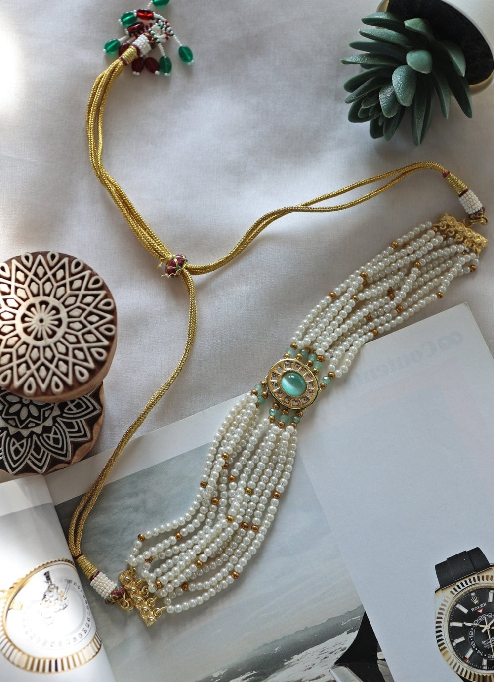Do Taara Mint Blue Green Choker NecklaceFabilicious Fashion