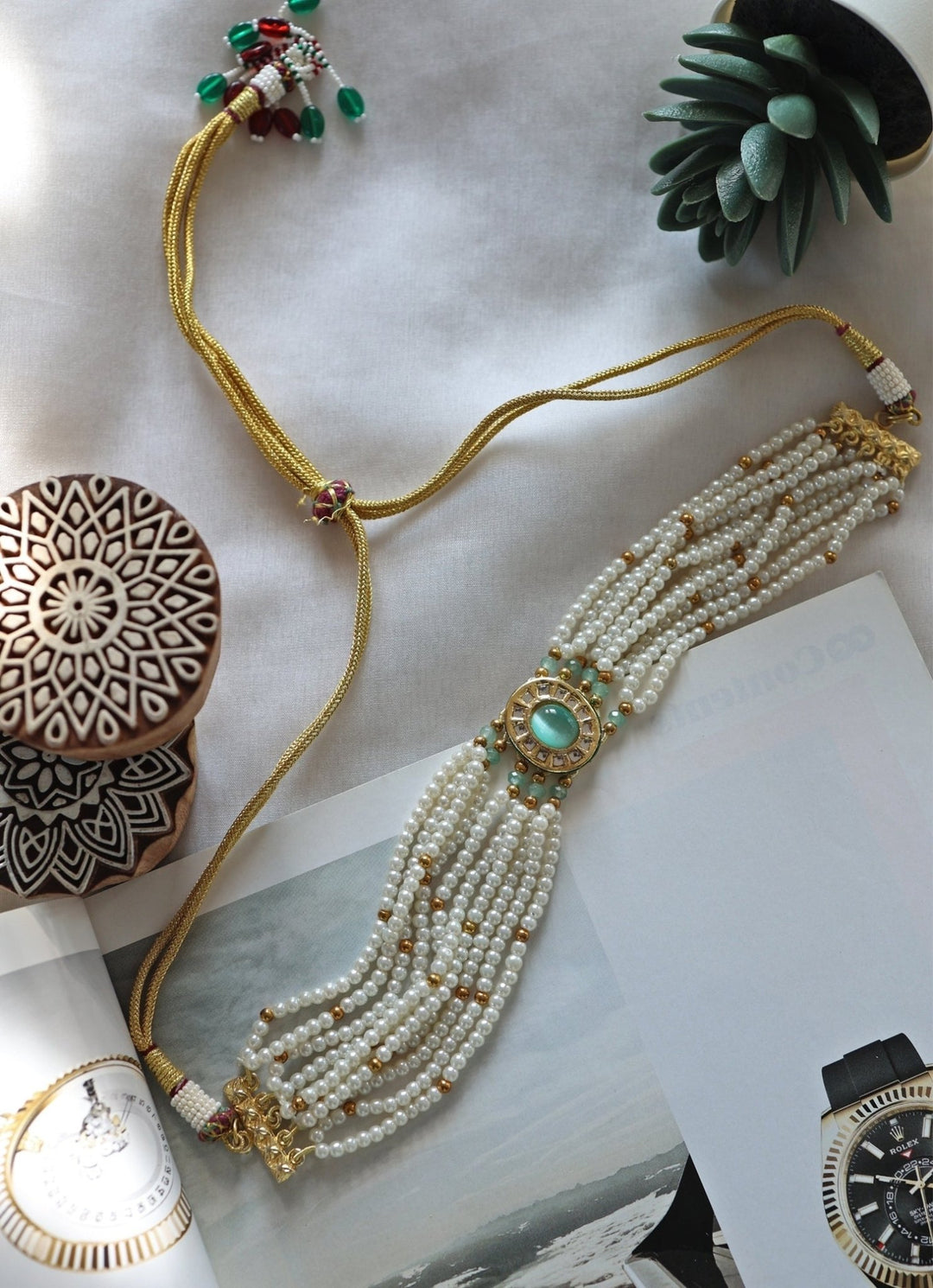 Do Taara Mint Blue Green Choker NecklaceFabilicious Fashion