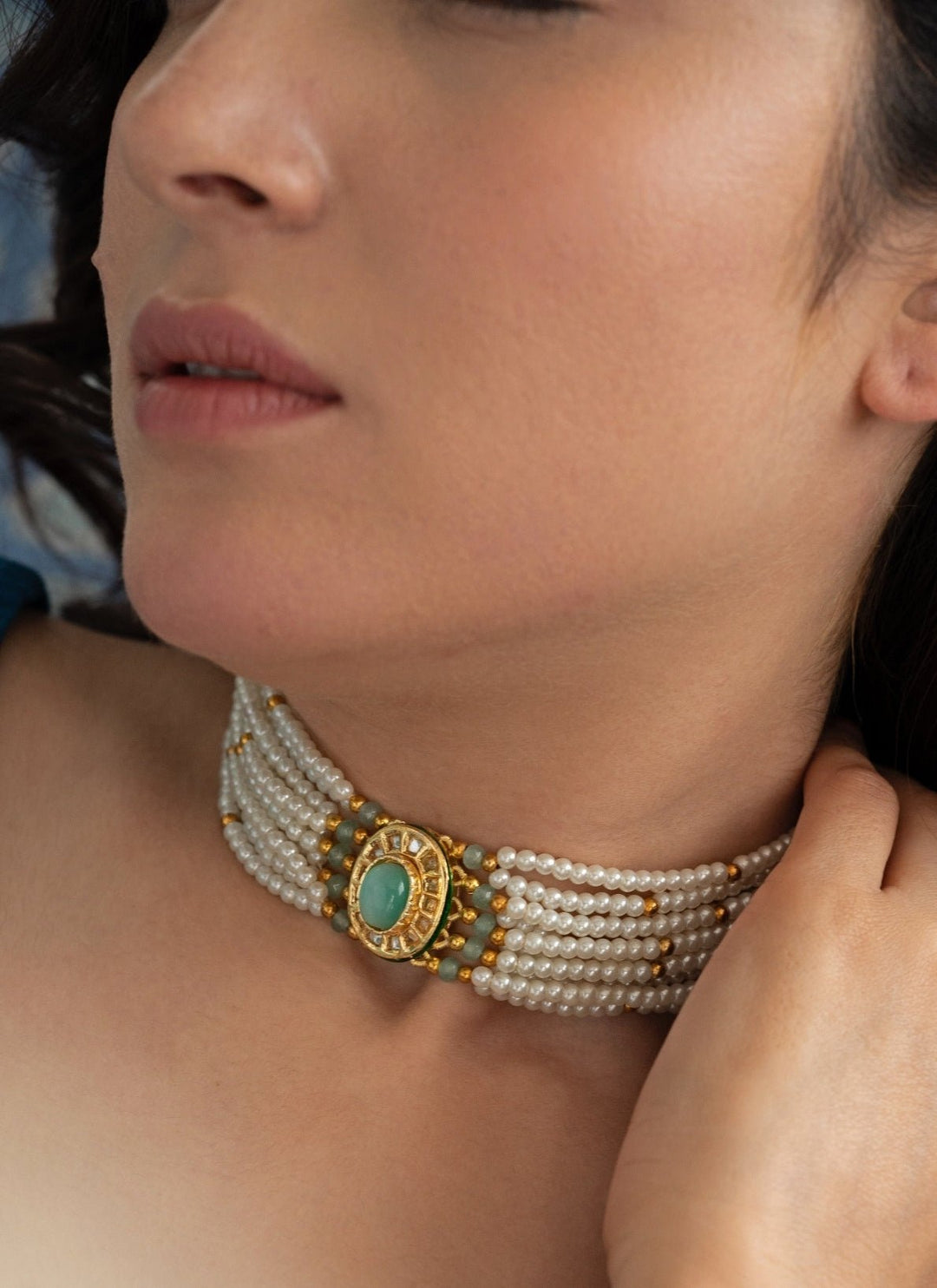 Do Taara Mint Blue Green Choker NecklaceFabilicious Fashion