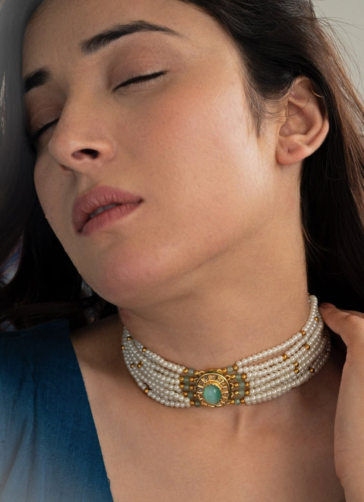 Do Taara Mint Blue Green Choker NecklaceFabilicious Fashion
