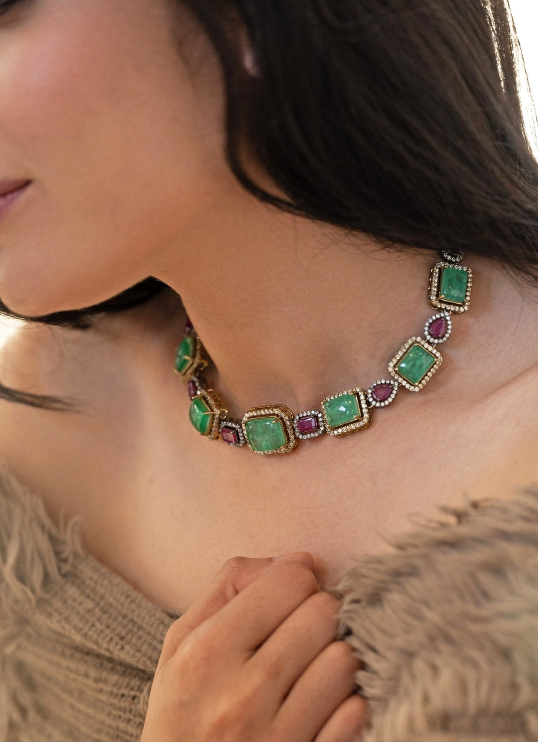 Do Taara Mint Green And Purple NecklaceFabilicious Fashion