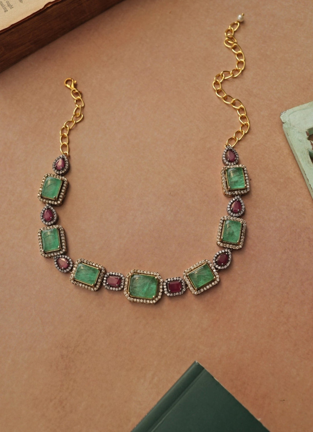 Do Taara Mint Green And Purple NecklaceFabilicious Fashion