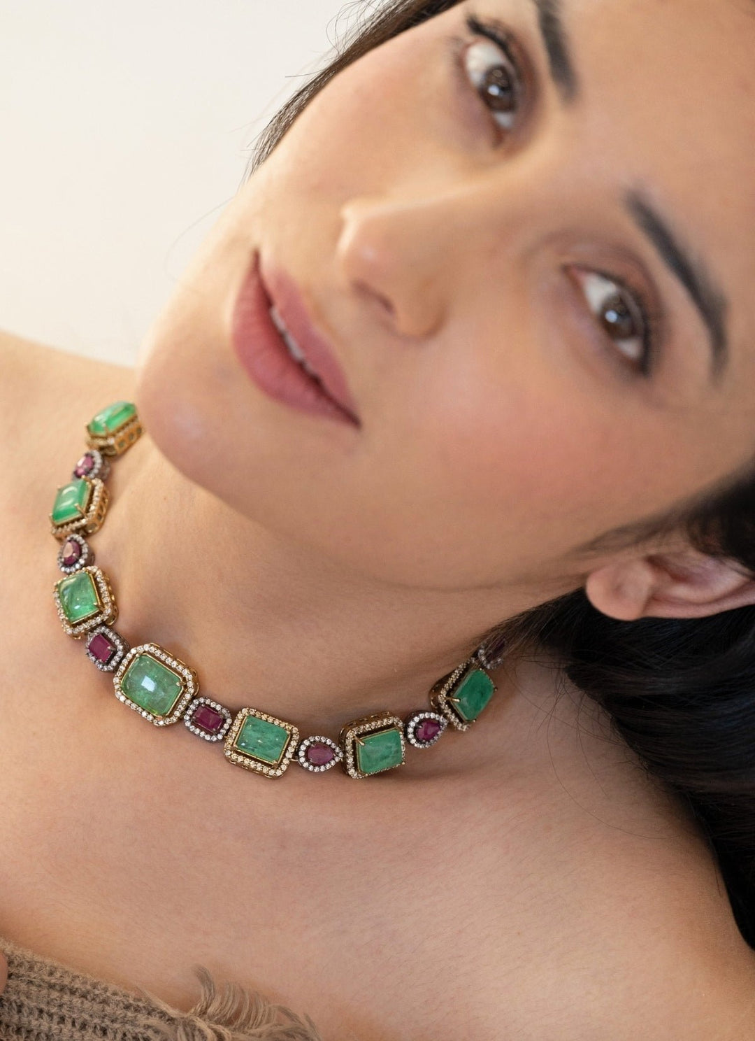 Do Taara Mint Green And Purple NecklaceFabilicious Fashion
