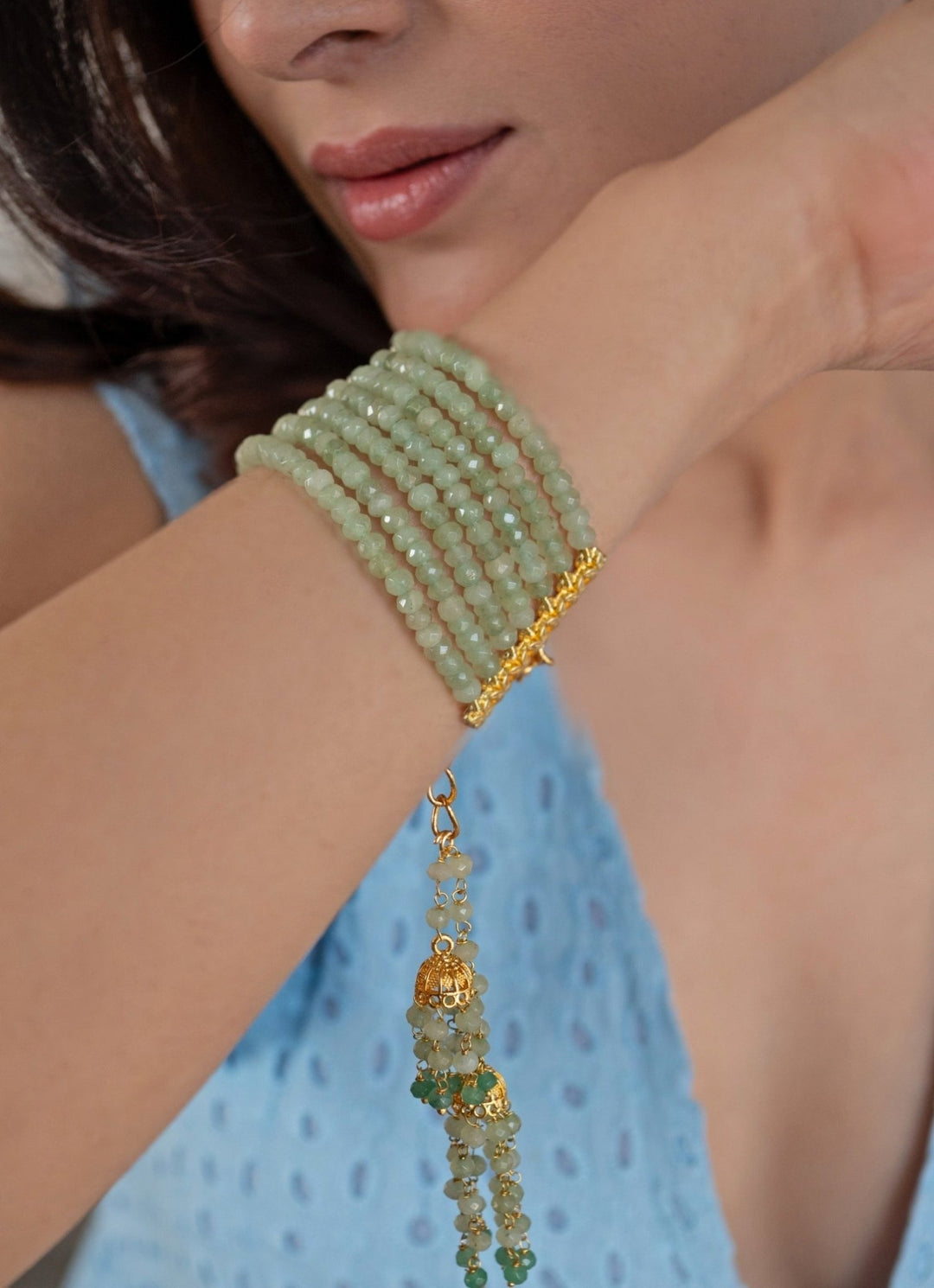 Do Taara Mint Green Bracelet With JhumkiFabilicious Fashion