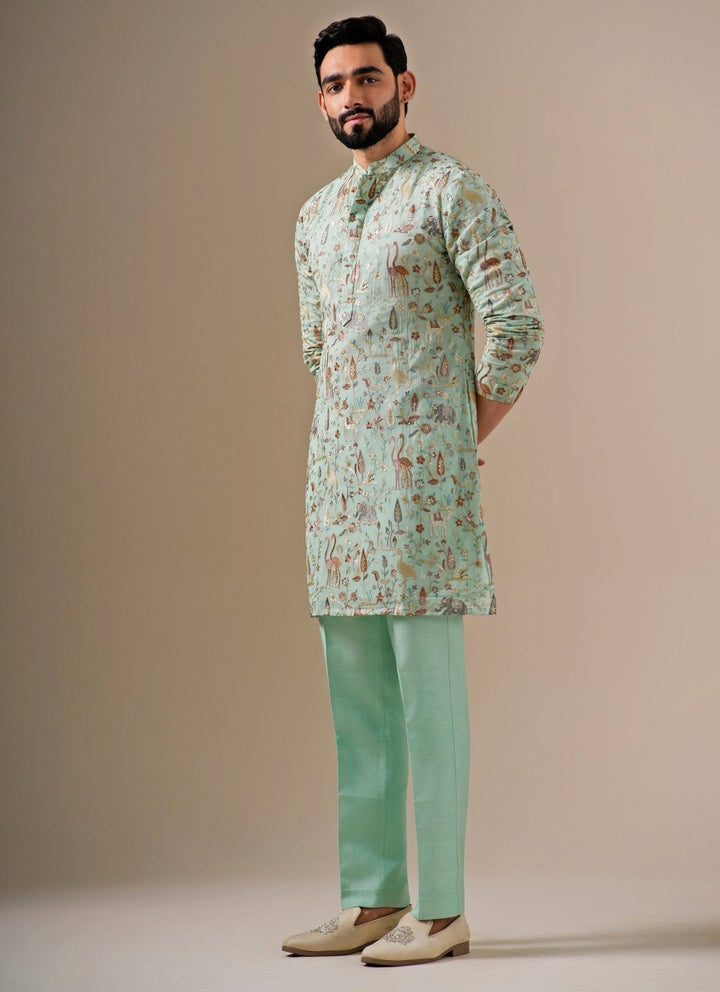 Darzi House Mint Green Cotton Chanderi Kurta SetFabilicious Fashion
