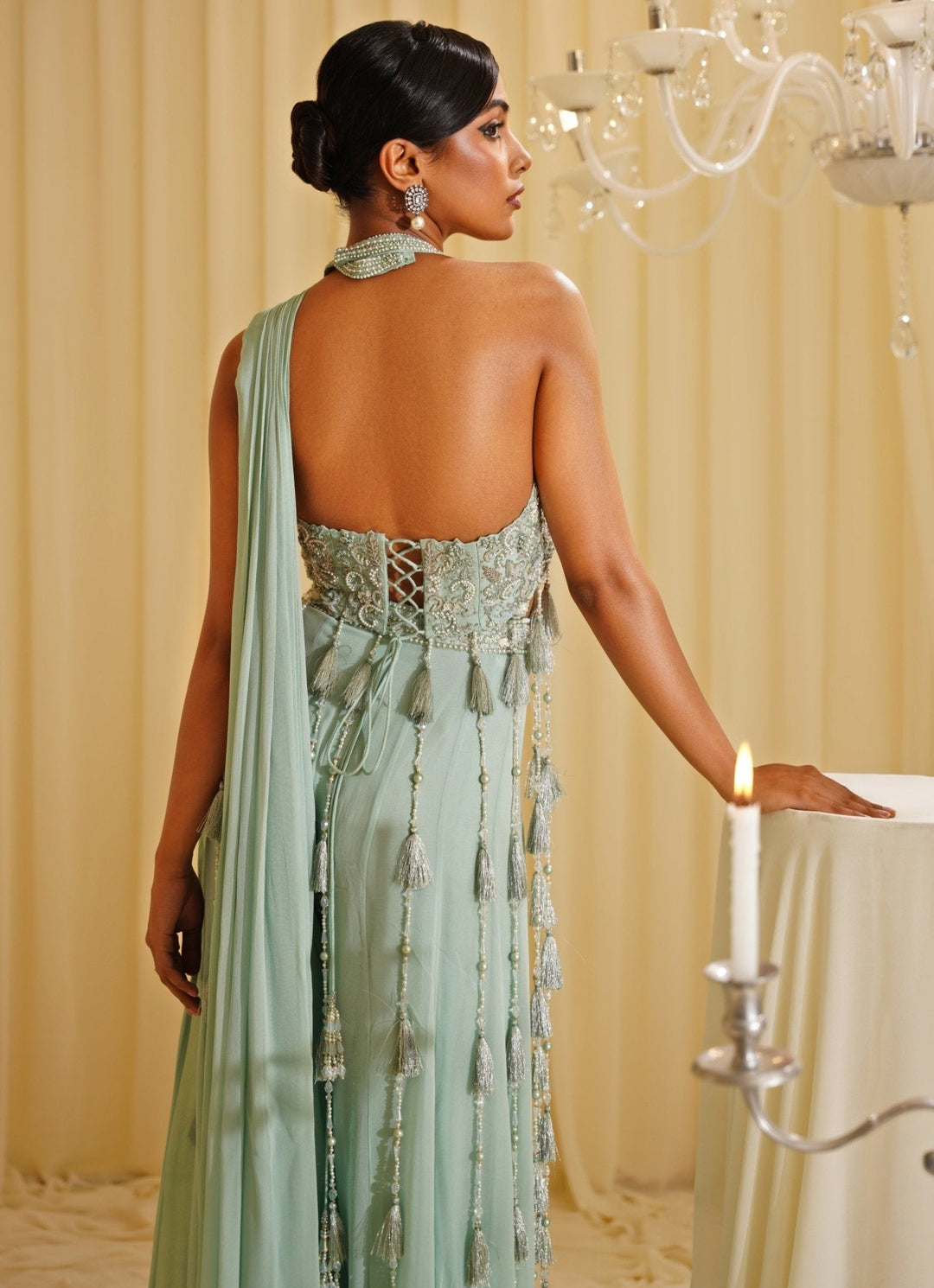 Mint Green Embroidered Blouse Sharara Jade by Ashima - Fabilicious Fashion