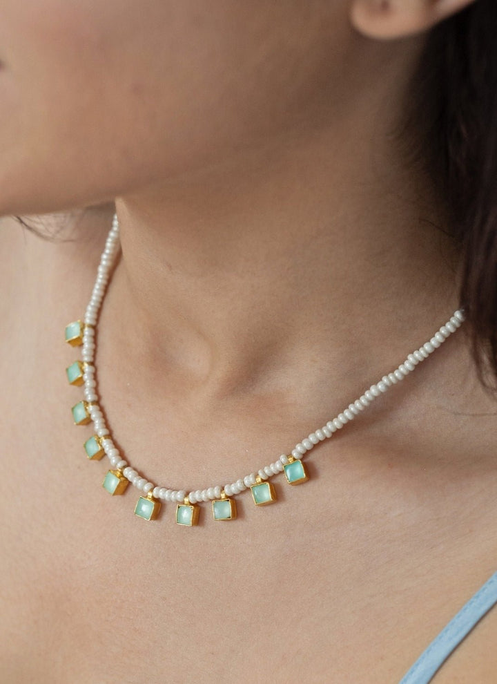 Do Taara Mint Green Kundan And Pearl NecklaceFabilicious Fashion