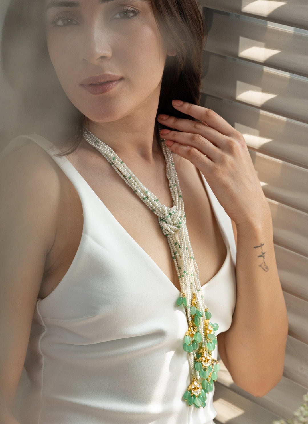 Do Taara Mint Green Kundan And Pearl NecklaceFabilicious Fashion