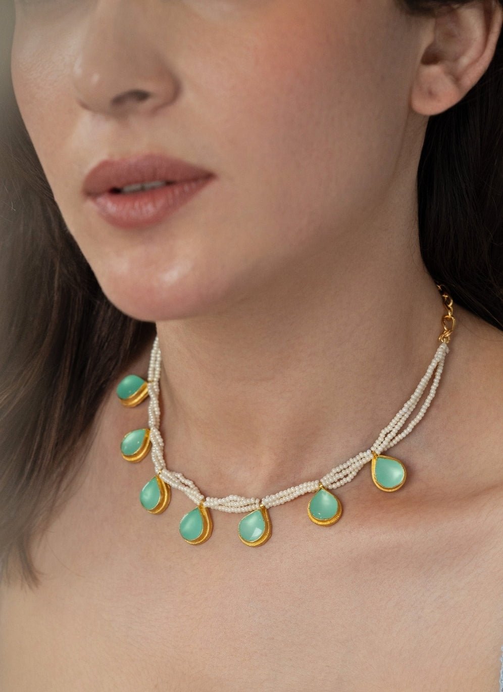 Do Taara Mint Green Kundan And Pearls NecklaceFabilicious Fashion